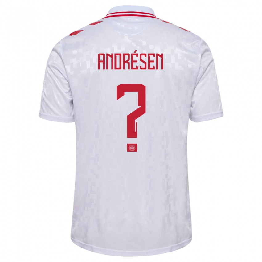Herren Dänemark Aske Andrésen #0 Weiß Auswärtstrikot Trikot 24-26 T-Shirt