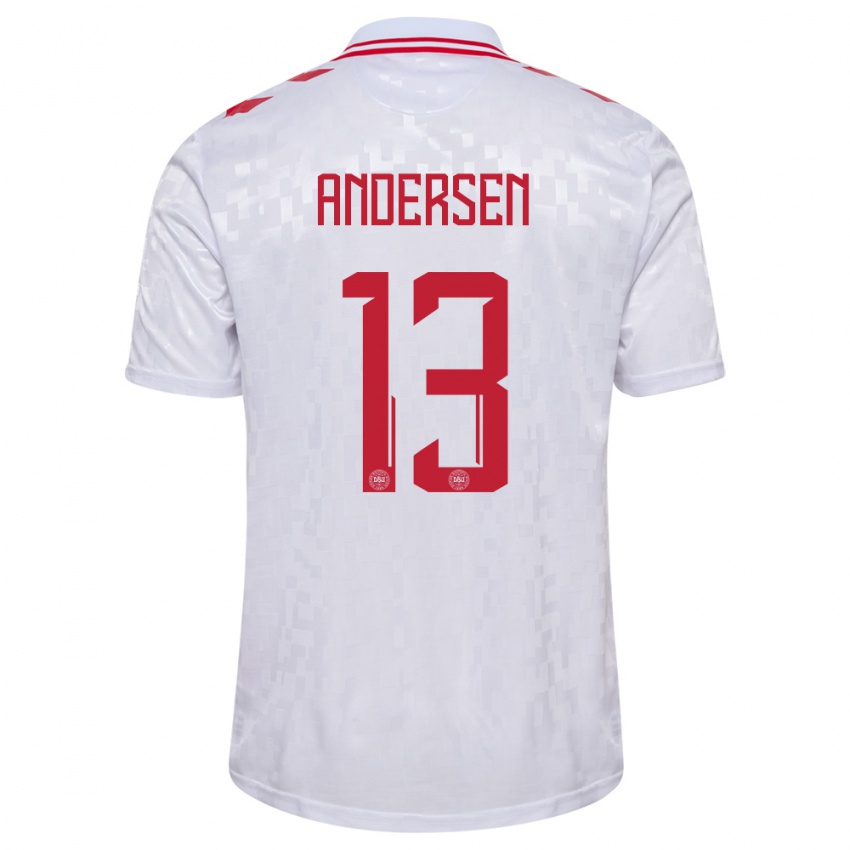 Herren Dänemark Frej Andersen #13 Weiß Auswärtstrikot Trikot 24-26 T-Shirt