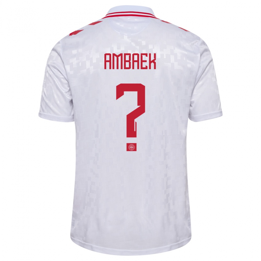 Herren Dänemark Jacob Ambaek #0 Weiß Auswärtstrikot Trikot 24-26 T-Shirt