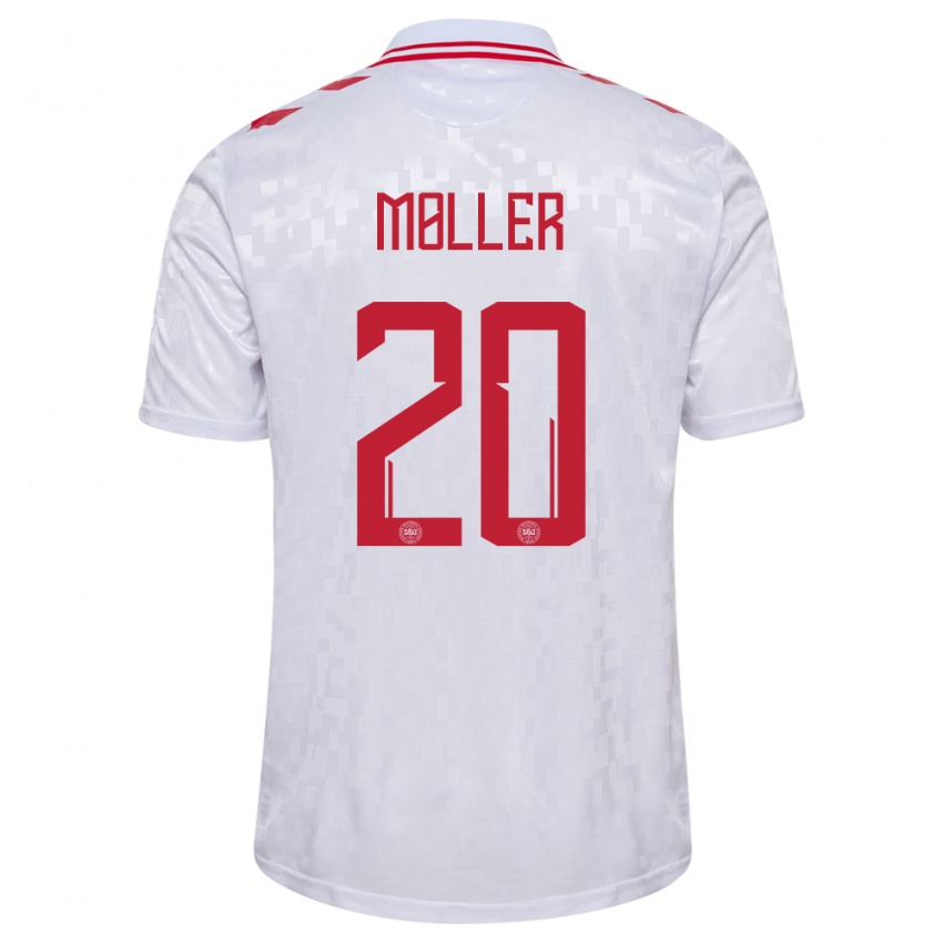 Herren Dänemark Caroline Moller #20 Weiß Auswärtstrikot Trikot 24-26 T-Shirt