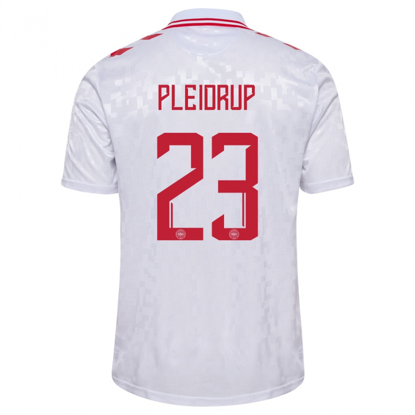 Herren Dänemark Caroline Pleidrup #23 Weiß Auswärtstrikot Trikot 24-26 T-Shirt