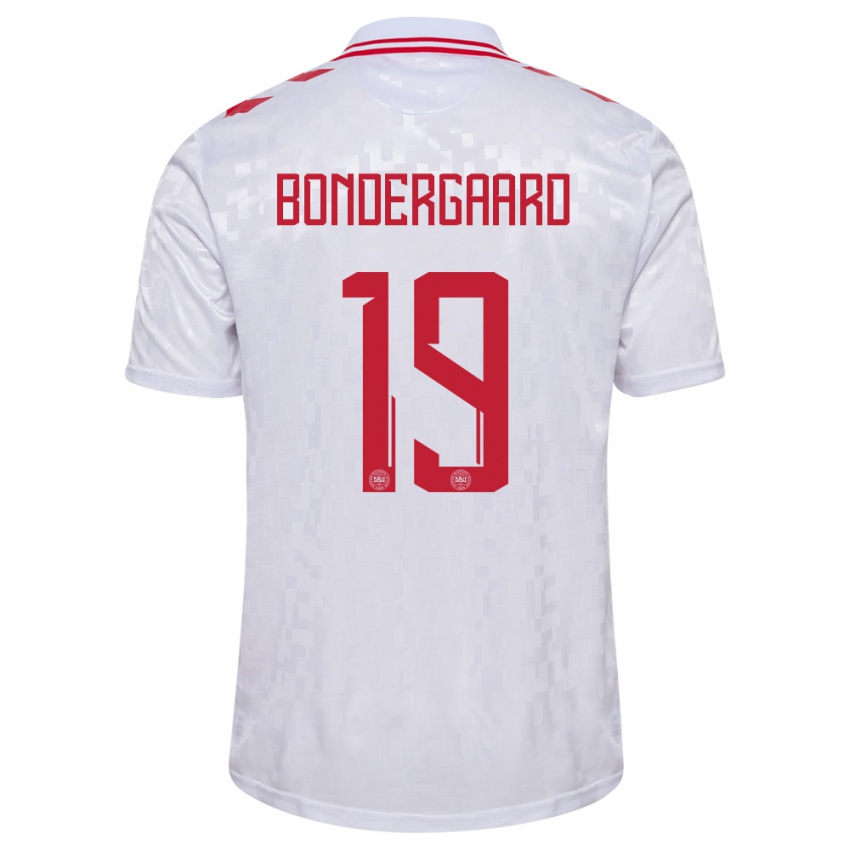 Herren Dänemark Asbjorn Bondergaard #19 Weiß Auswärtstrikot Trikot 24-26 T-Shirt