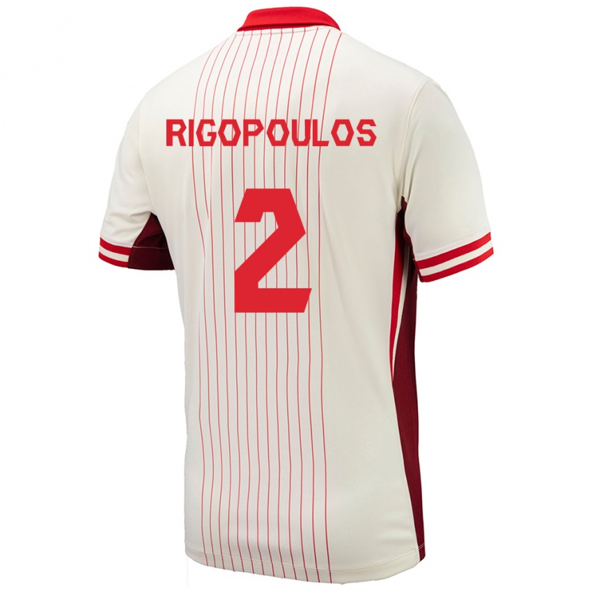 Herren Kanada Theo Rigopoulos #2 Weiß Auswärtstrikot Trikot 24-26 T-Shirt