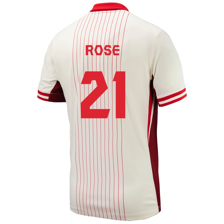 Herren Kanada Jade Rose #21 Weiß Auswärtstrikot Trikot 24-26 T-Shirt
