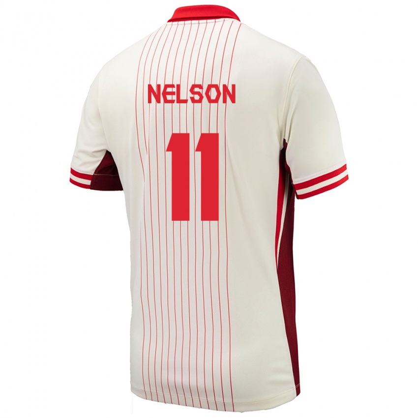Herren Kanada Jayden Nelson #11 Weiß Auswärtstrikot Trikot 24-26 T-Shirt