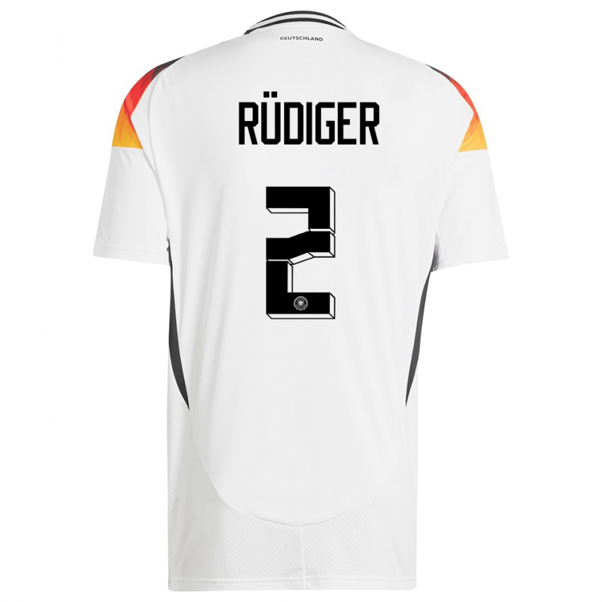 Damen Deutschland Antonio Rudiger #2 Weiß Heimtrikot Trikot 24-26 T-Shirt