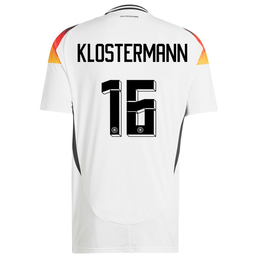 Damen Deutschland Lukas Klostermann #16 Weiß Heimtrikot Trikot 24-26 T-Shirt