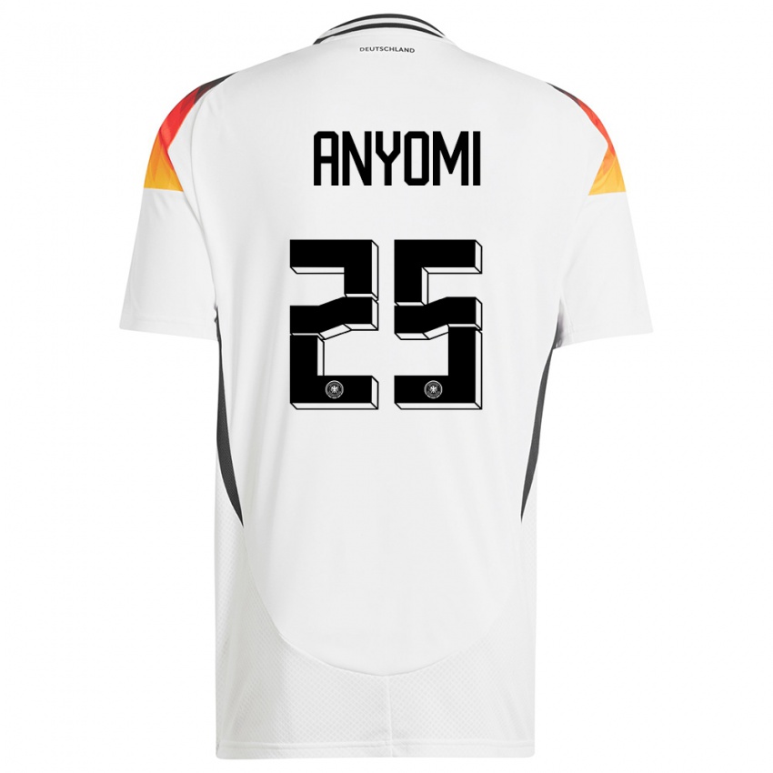 Damen Deutschland Nicole Anyomi #25 Weiß Heimtrikot Trikot 24-26 T-Shirt