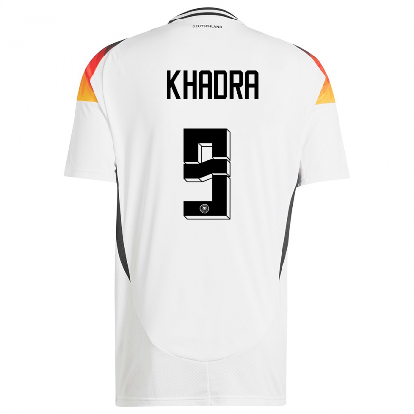 Damen Deutschland Reda Khadra #9 Weiß Heimtrikot Trikot 24-26 T-Shirt
