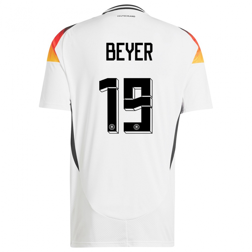 Damen Deutschland Jordan Beyer #19 Weiß Heimtrikot Trikot 24-26 T-Shirt