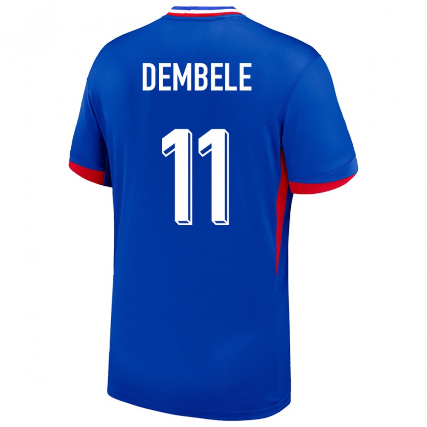 Damen Frankreich Ousmane Dembele #11 Blau Heimtrikot Trikot 24-26 T-Shirt