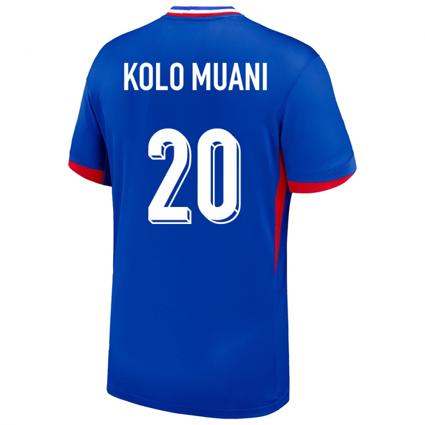 Damen Frankreich Randal Kolo Muani #20 Blau Heimtrikot Trikot 24-26 T-Shirt
