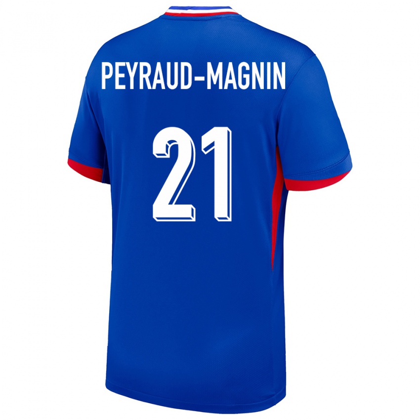 Damen Frankreich Pauline Peyraud Magnin #21 Blau Heimtrikot Trikot 24-26 T-Shirt