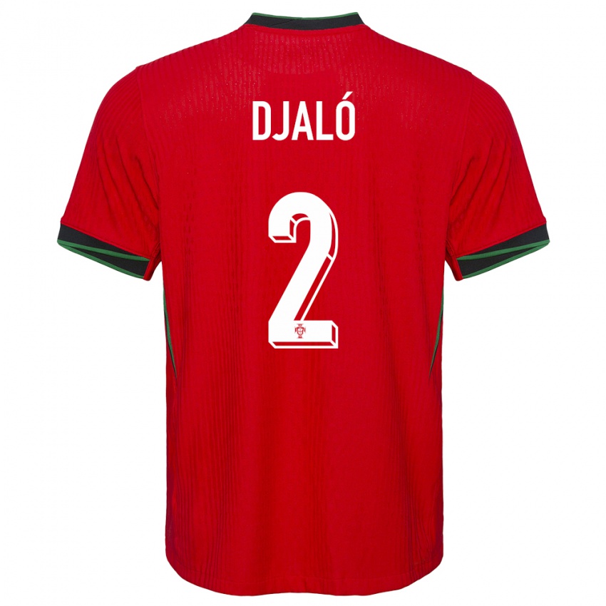 Damen Portugal Tiago Djalo #2 Rot Heimtrikot Trikot 24-26 T-Shirt