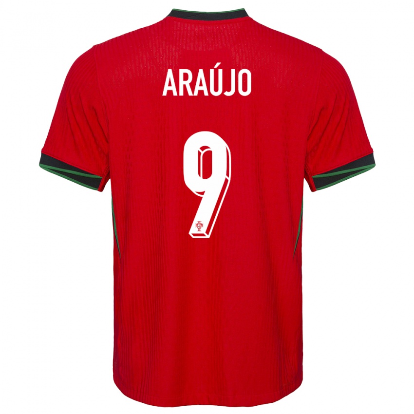 Damen Portugal Henrique Araujo #9 Rot Heimtrikot Trikot 24-26 T-Shirt