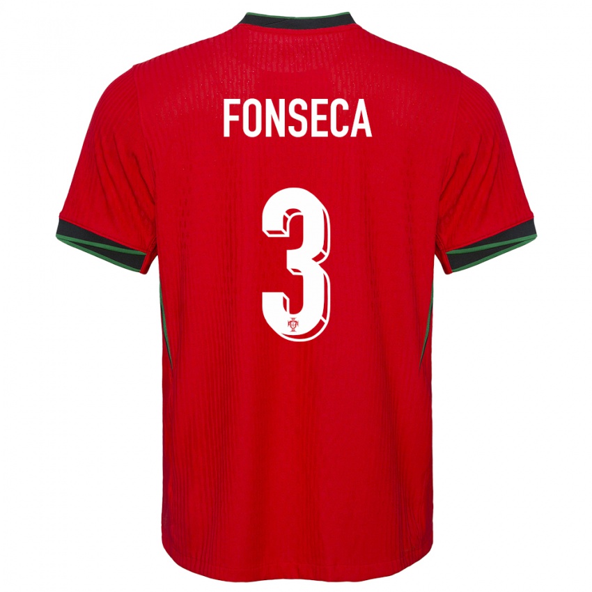 Damen Portugal Joao Fonseca #3 Rot Heimtrikot Trikot 24-26 T-Shirt