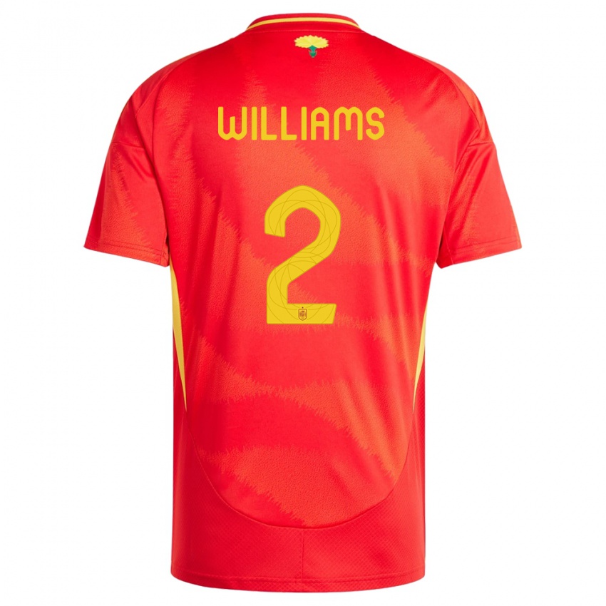 Damen Spanien Nico Williams #2 Rot Heimtrikot Trikot 24-26 T-Shirt