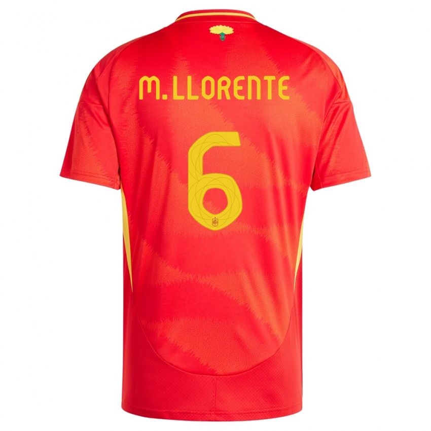 Damen Spanien Marcos Llorente #6 Rot Heimtrikot Trikot 24-26 T-Shirt