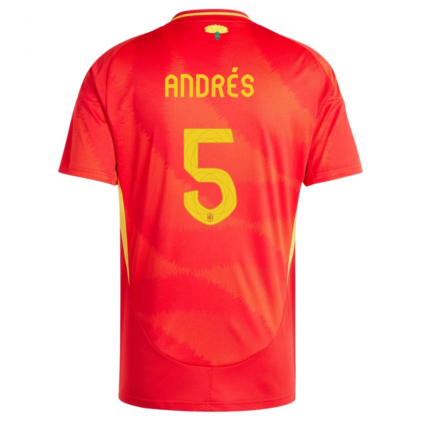 Damen Spanien Ivana Andres #5 Rot Heimtrikot Trikot 24-26 T-Shirt