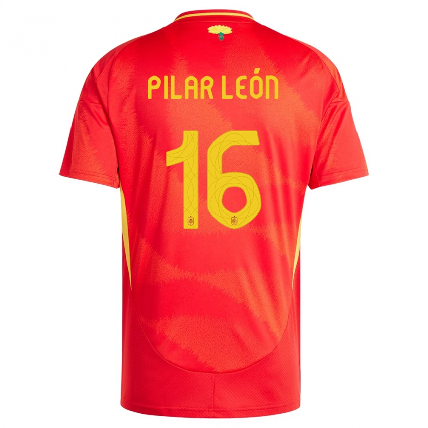 Damen Spanien Maria Pilar Leon #16 Rot Heimtrikot Trikot 24-26 T-Shirt