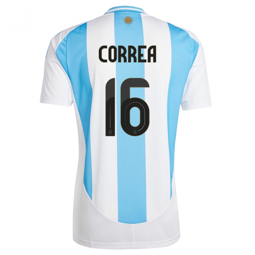 Damen Argentinien Angel Correa #16 Weiß Blau Heimtrikot Trikot 24-26 T-Shirt