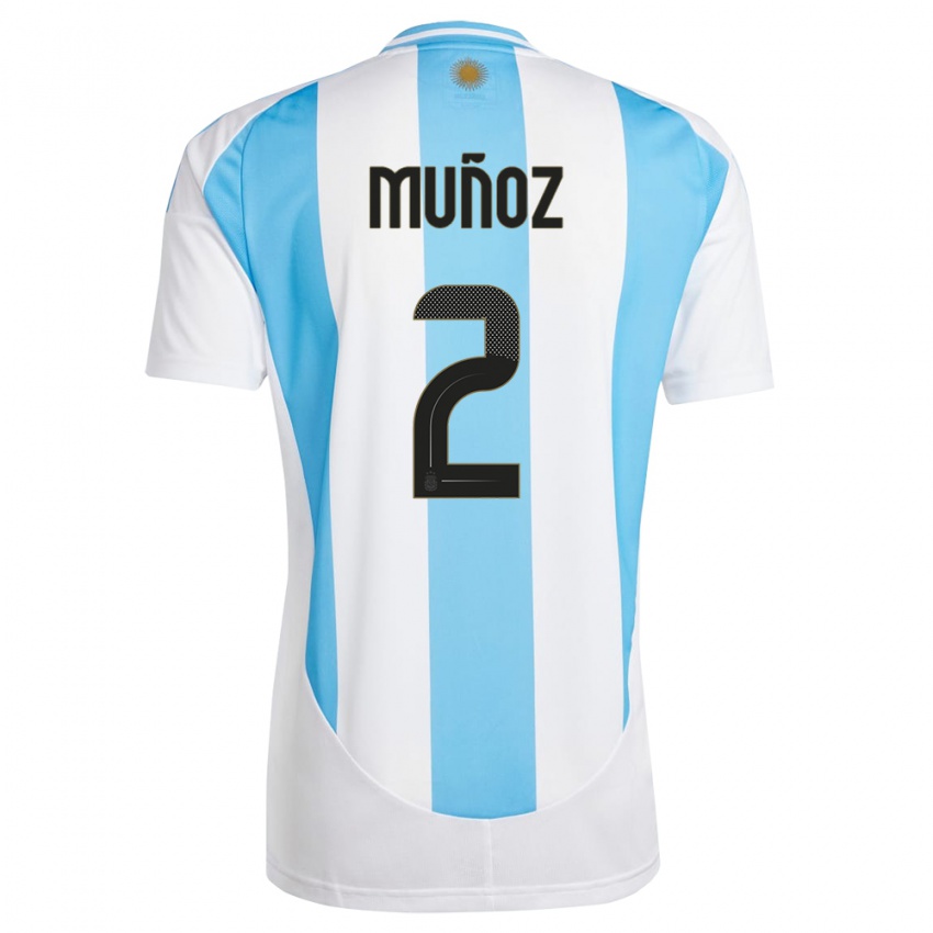Damen Argentinien Luana Munoz #2 Weiß Blau Heimtrikot Trikot 24-26 T-Shirt
