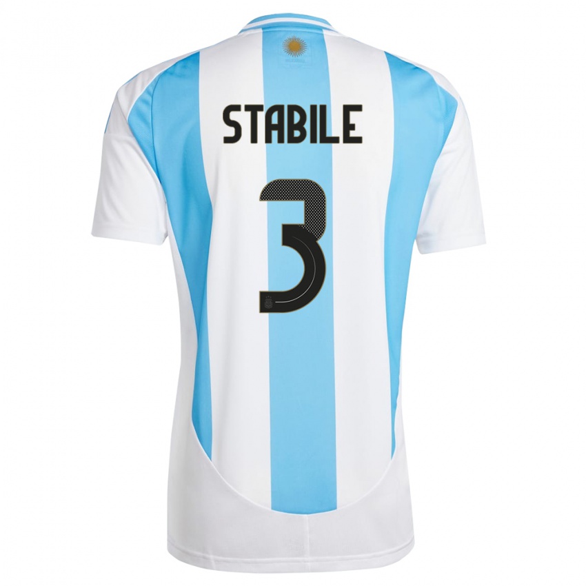 Damen Argentinien Eliana Stabile #3 Weiß Blau Heimtrikot Trikot 24-26 T-Shirt