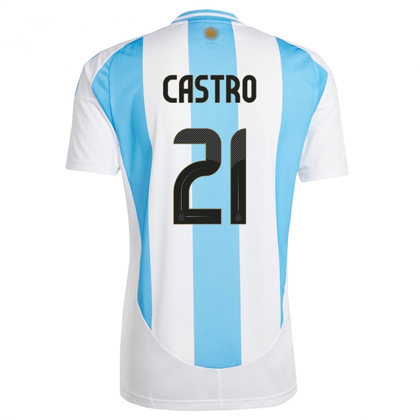 Damen Argentinien Santiago Castro #21 Weiß Blau Heimtrikot Trikot 24-26 T-Shirt
