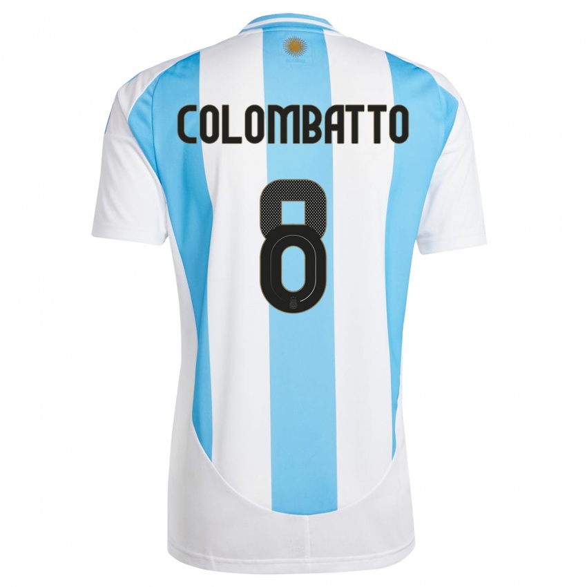 Damen Argentinien Santiago Colombatto #8 Weiß Blau Heimtrikot Trikot 24-26 T-Shirt