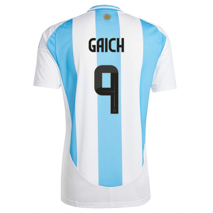 Damen Argentinien Adolfo Gaich #9 Weiß Blau Heimtrikot Trikot 24-26 T-Shirt