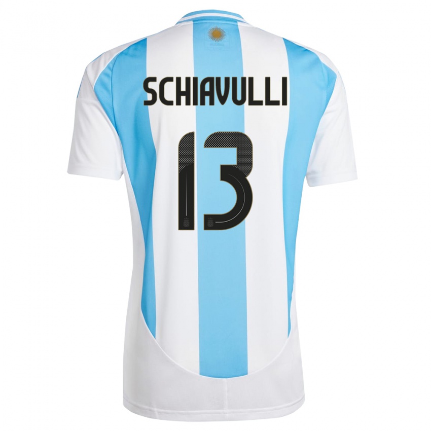 Damen Argentinien Thiago Schiavulli #13 Weiß Blau Heimtrikot Trikot 24-26 T-Shirt