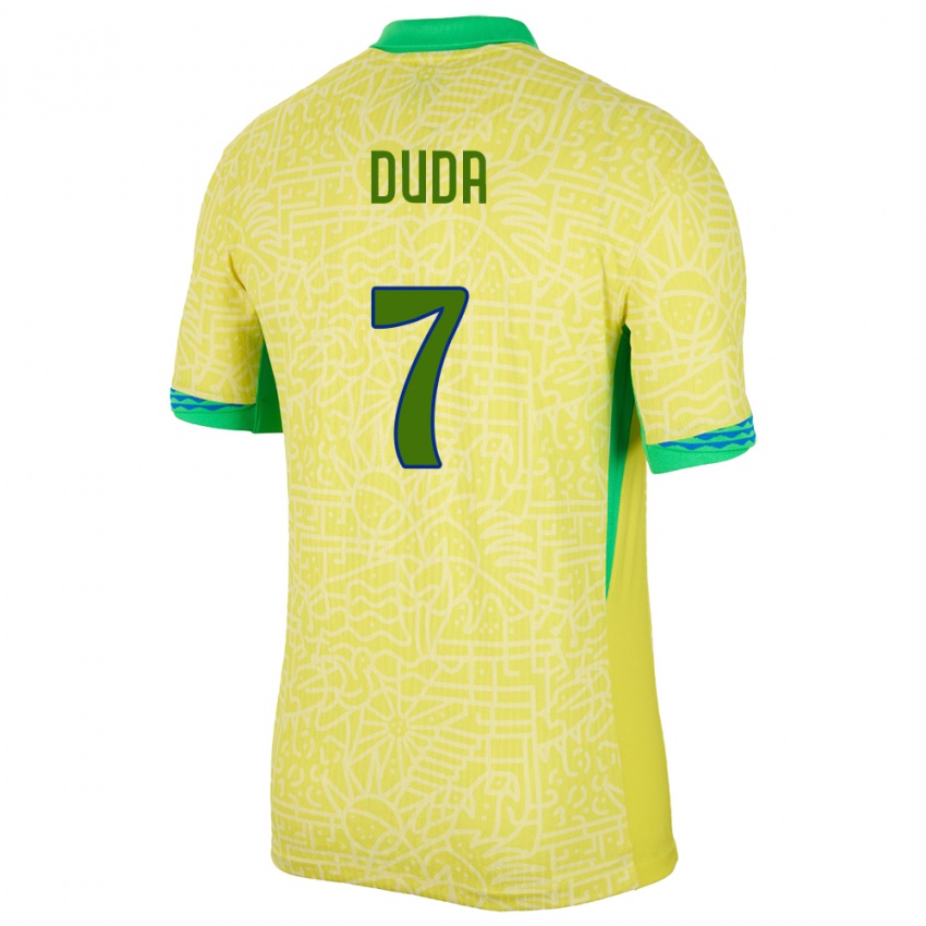 Damen Brasilien Duda Francelino #7 Gelb Heimtrikot Trikot 24-26 T-Shirt