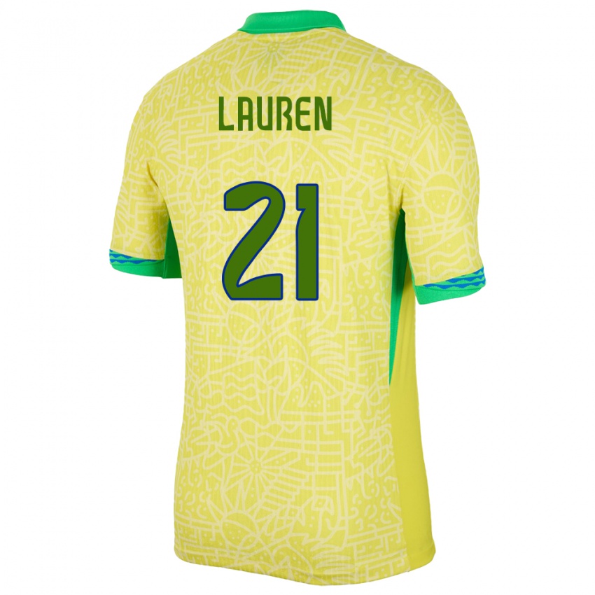 Damen Brasilien Lauren Costa #21 Gelb Heimtrikot Trikot 24-26 T-Shirt