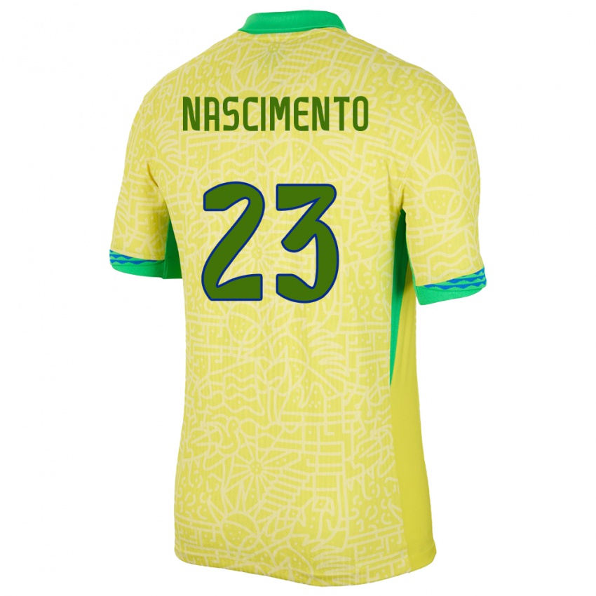 Damen Brasilien Matheus Nascimento #23 Gelb Heimtrikot Trikot 24-26 T-Shirt