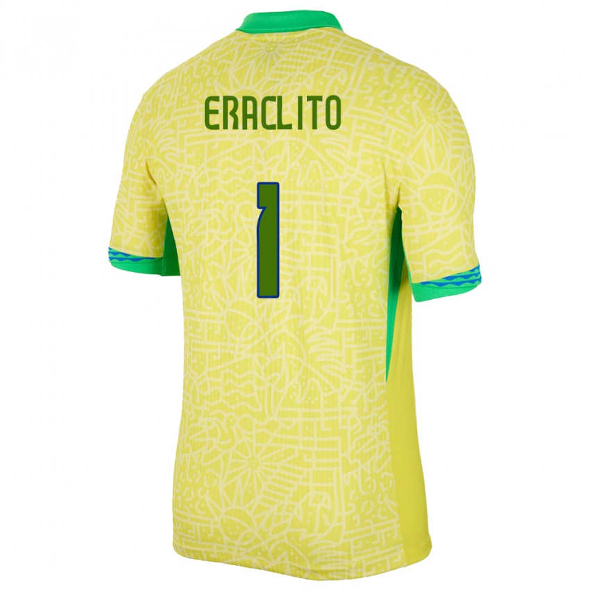 Damen Brasilien Marcelo Eraclito #1 Gelb Heimtrikot Trikot 24-26 T-Shirt