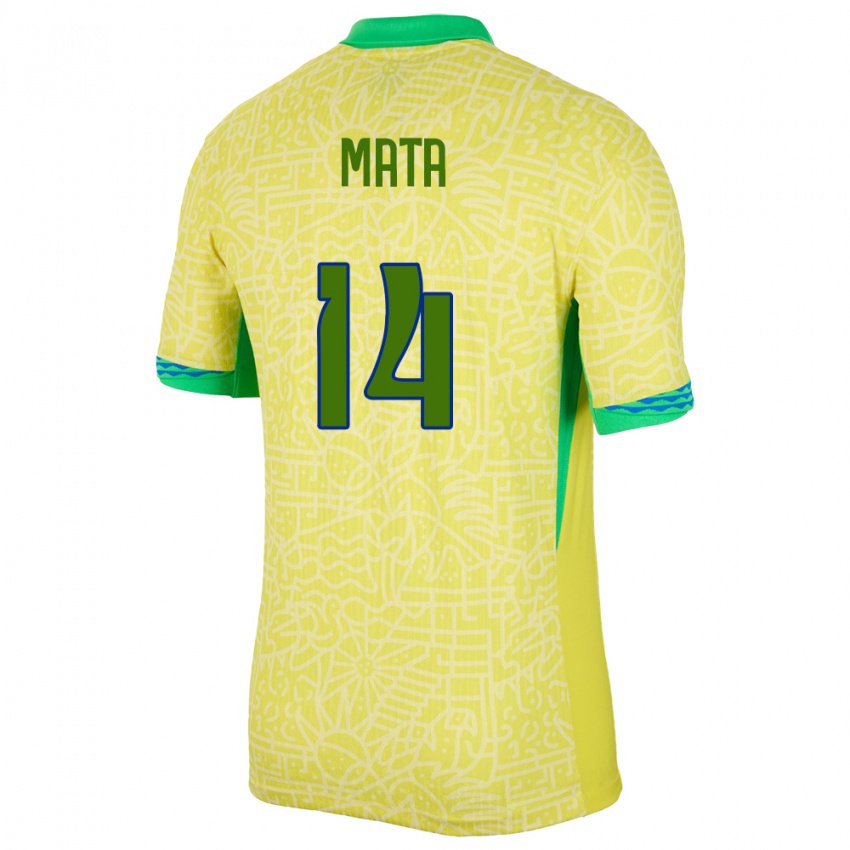 Damen Brasilien Da Mata #14 Gelb Heimtrikot Trikot 24-26 T-Shirt