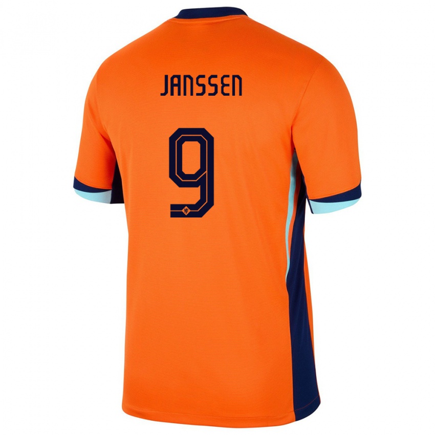 Damen Niederlande Vincent Janssen #9 Orange Heimtrikot Trikot 24-26 T-Shirt