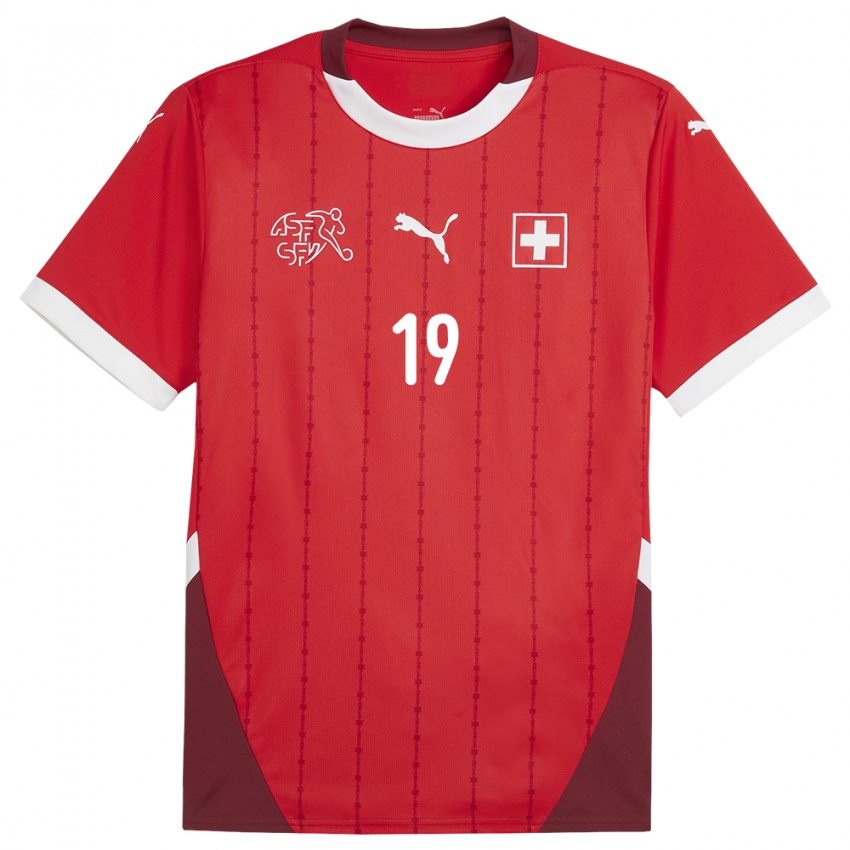 Damen Schweiz Roggerio Nyakossi #19 Rot Heimtrikot Trikot 24-26 T-Shirt