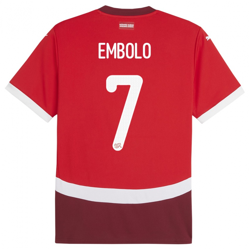 Damen Schweiz Breel Embolo #7 Rot Heimtrikot Trikot 24-26 T-Shirt