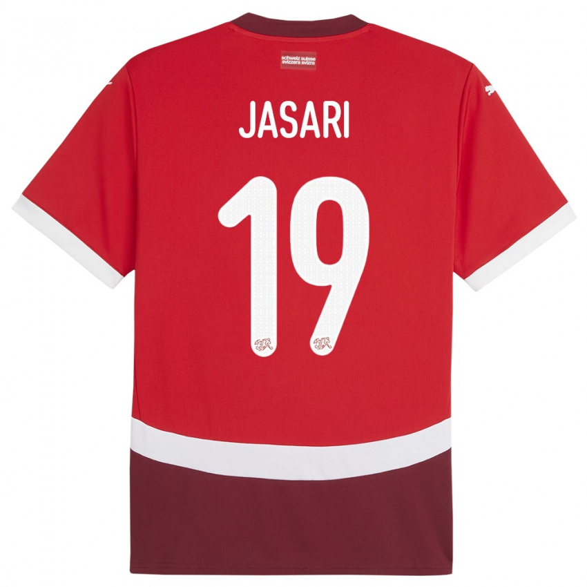 Damen Schweiz Ardon Jasari #19 Rot Heimtrikot Trikot 24-26 T-Shirt