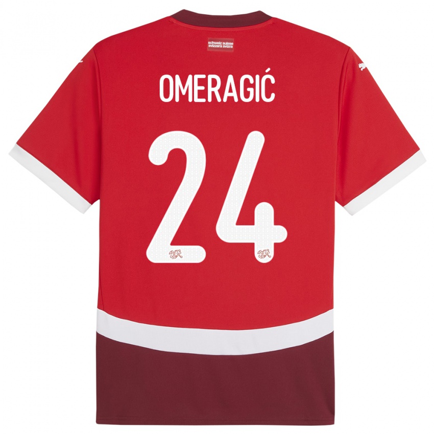 Damen Schweiz Becir Omeragic #24 Rot Heimtrikot Trikot 24-26 T-Shirt