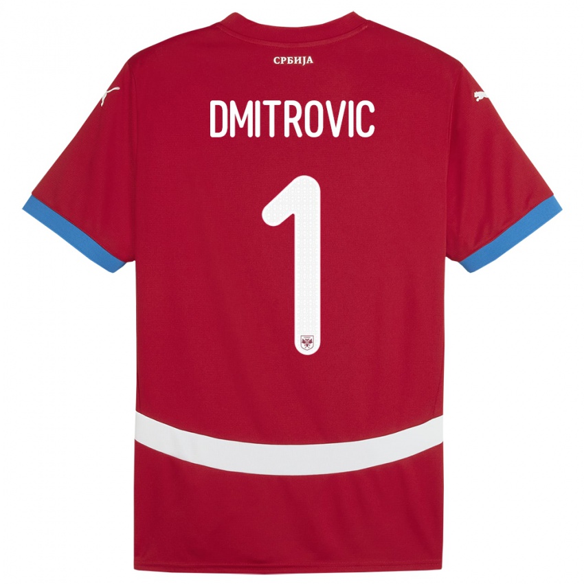 Damen Serbien Marko Dmitrovic #1 Rot Heimtrikot Trikot 24-26 T-Shirt