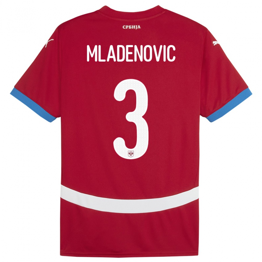 Damen Serbien Filip Mladenovic #3 Rot Heimtrikot Trikot 24-26 T-Shirt