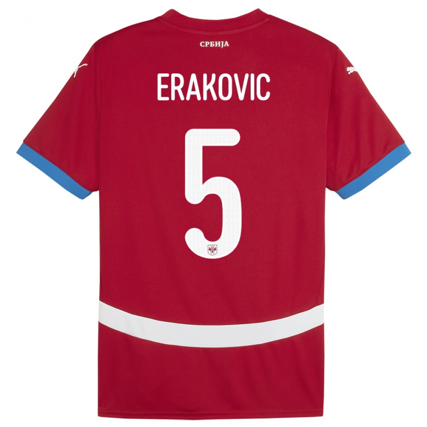Damen Serbien Strahinja Erakovic #5 Rot Heimtrikot Trikot 24-26 T-Shirt