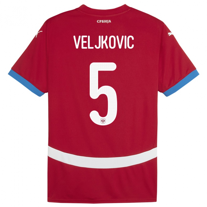 Damen Serbien Milos Veljkovic #5 Rot Heimtrikot Trikot 24-26 T-Shirt