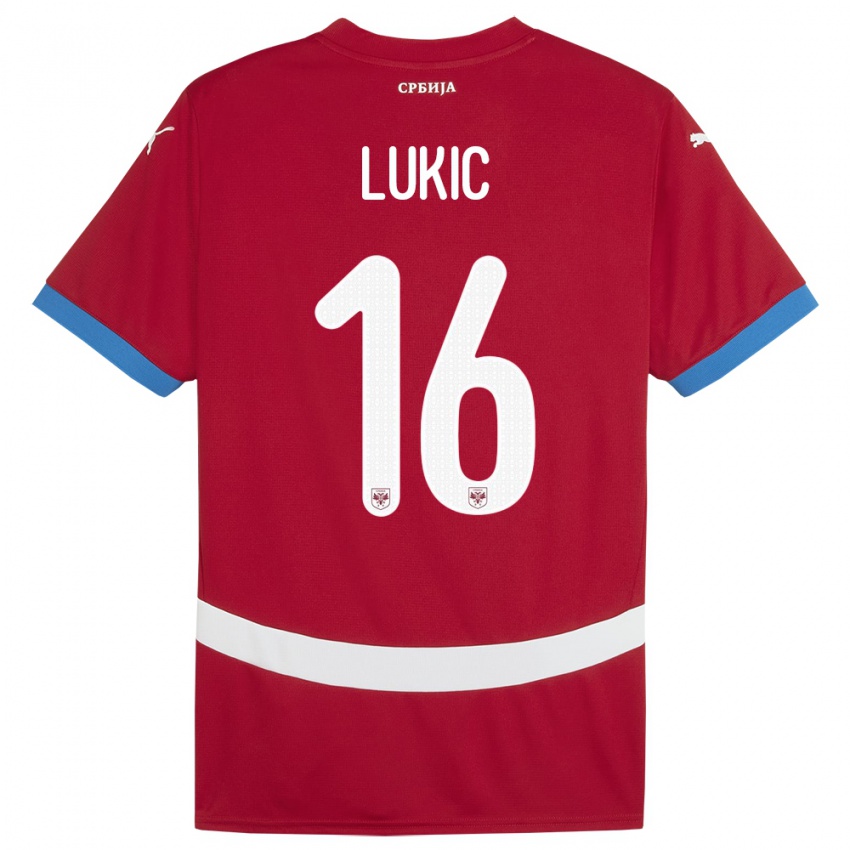 Damen Serbien Sasa Lukic #16 Rot Heimtrikot Trikot 24-26 T-Shirt