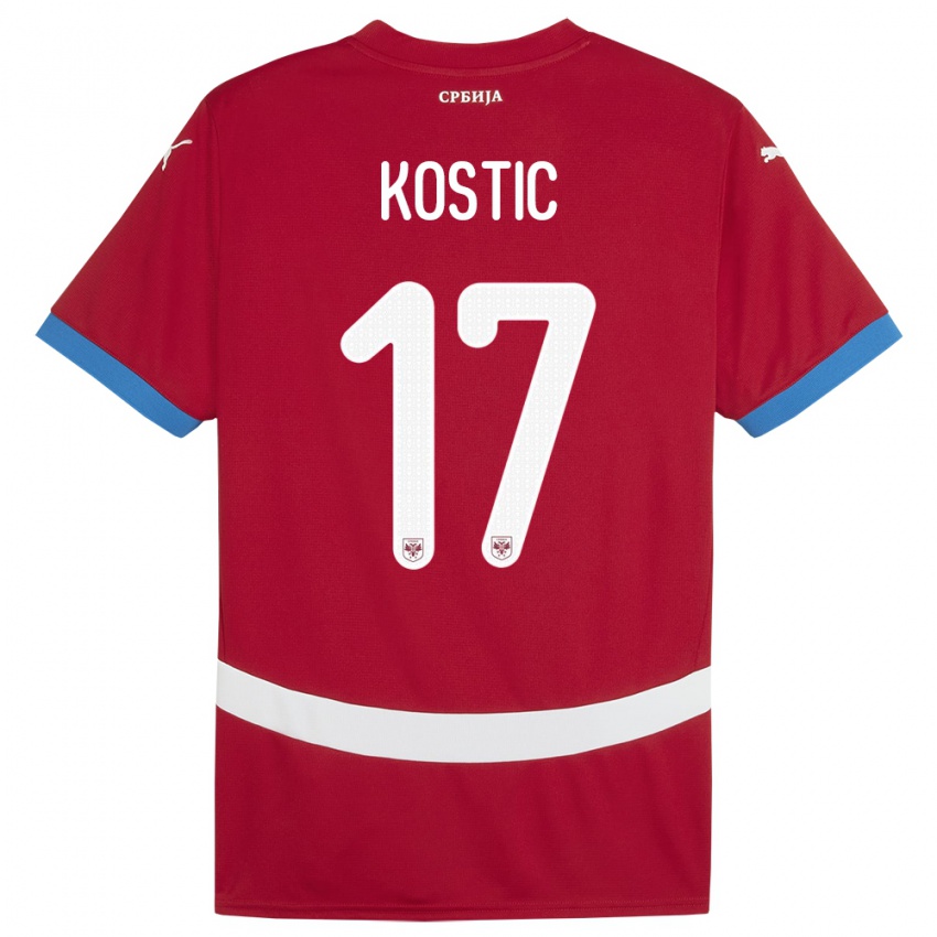 Damen Serbien Filip Kostic #17 Rot Heimtrikot Trikot 24-26 T-Shirt