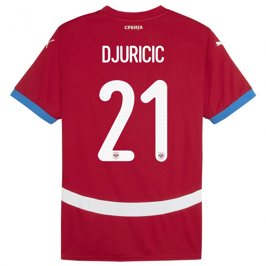 Damen Serbien Filip Djuricic #21 Rot Heimtrikot Trikot 24-26 T-Shirt