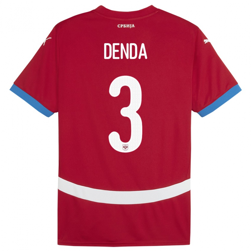 Damen Serbien Milica Denda #3 Rot Heimtrikot Trikot 24-26 T-Shirt