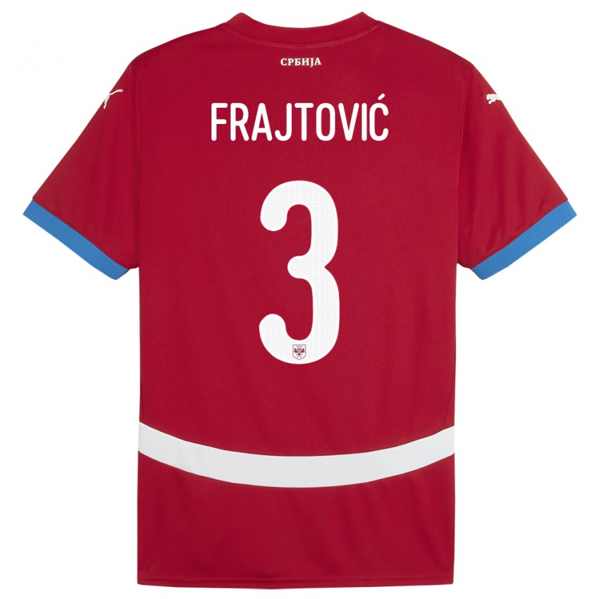 Damen Serbien Andela Frajtovic #3 Rot Heimtrikot Trikot 24-26 T-Shirt